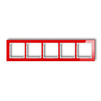 KARLIK DECO 17-0-DRS-5 Ramka uniwersalna pięciokrotna - efekt szkła (ramka: czerwona; spód: biały)