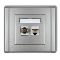 KARLIK FLEXI 7FGFK-1  Gniazdo antenowe poj. typu F (SAT) +  Gniazdo komp. poj. 1xRJ45