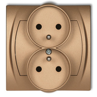 KARLIK LOGO 8LGPR-2zp  Gniazdo podwójne do ramki poziomej z uziemieniem 2x(2P+Z) (przesłony torów prądowych)