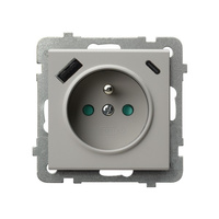 OSPEL SONATA GP-1RZPUSBAC/m/82 Gniazdo z/u z przesłonami, z ładowarką USB A+C