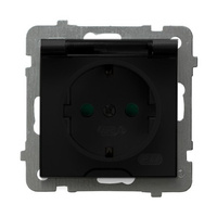 Ospel as GPH-1GSP/m/33/d Gniazdo bryzgoszczelne z uziemieniem schuko IP-44 z przesłonami torów prądowych wieczko przezroczyste