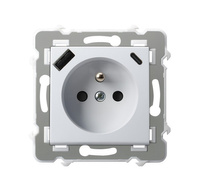 OSPEL SZAFIR GP-1ZZPUSBAC/m/00 Gniazdo z/u przesłony, ładowarka USB A+C
