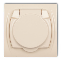 KARLIK LOGO 1LGPB-1z Gniazdo bryzgoszczelne z uziemieniem 2P+Z (klapka beżowa, bez przesłon torów prądowych)