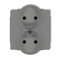 KARLIK DECO 27DGPR-2zp Gniazdo podwójne do ramki z uziemieniem 2x(2P+Z) (przesłony torów prądowych)