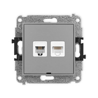 KARLIK MINI 27MGTKBO Gniazdo telefoniczne pojedyńcze 1xRJ11 + komputerowego pojedynczego 1xRJ45