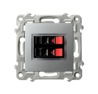 OSPEL SZAFIR GG-2Z/m/18 Gniazdo głośnikowe podwójne srebro