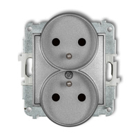 KARLIK ICON 7IGPR-2zp  Gniazdo podwójne do ramki z uziemieniem 2x(2P+Z) (przesłony torów prądowych)