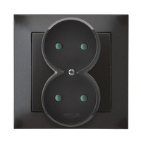 OSPEL IMPRESJA GP-2YP/50 Gniazdo podwójne z przesłonami, kompletne