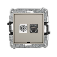 KARLIK ICON 60IGFKBO-5 Mechanizm gniazda antenowego poj. typu F (SAT) + gniazda komp. poj. 1xRJ45, kat. 6 ekranowany, 8-stykowy, bez pola opisowego