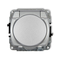 KARLIK TREND 7GPB-1sp Gniazdo bryzgoszczelne z uziemieniem SCHUKO 2P+Z (klapka srebrny metalik