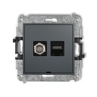 KARLIK ICON 28IGFKBO-3  Gniazdo antenowe pojedyńcze typu F (SAT) + gniazda komp. poj. 1xRJ45