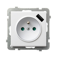 OSPEL SONATA GP-1RZPUSB/m/75 Gniazdo z/u z przesłonami, z ładowarką USB A