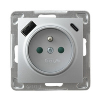 OSPEL IMPRESJA GP-1YZPUSBAC/m/18 Gniazdo z/u, przesłony, ładowarka USB