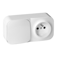 Łącznik n/t jednobiegunowy + Gniazdo pojedyncze ToDo, IP20, 2P+Z, biały, 10 szt.