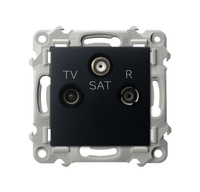 OSPEL SZAFIR GPA-ZS/m/33 Gniazdo RTV-SAT końcowe czarny metalik