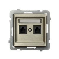 OSPEL SONATA NOWE SREBRO GPT-2RMN/m/44 Gniazdo telefoniczne podwójne niezależne