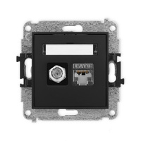 KARLIK ICON 12IGFK-5  Gniazdo antenowe pojedyńcze typu F (SAT) + gniazda komp. poj. 1xRJ45