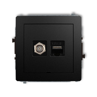 KARLIK DECO 12DGFKBO-1  Gniazdo antenowe pojedyńcze typu F (SAT) + gniazda komp. poj. 1xRJ45