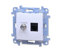 Kontakt simon 10 casfrj455.01/11 gniazdo antenowe typu f + komputerowe rj45 kat.5