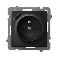 OSPEL AS GP-1GZPUSBAC/m/33 Gniazdo z/u uziemieniem, przesłony, ładowarka USB