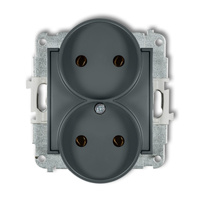 KARLIK ICON 28IGPR-2  Gniazdo podwójne do ramki bez uziemienia 2x2P (bez przesłon torów prądowych)