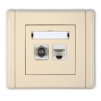 KARLIK FLEXI 1FGFK-5  Gniazdo antenowe poj. typu F (SAT) +  Gniazdo komp. poj. 1xRJ45