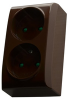 OSPEL BIS GN-2BP/24 Gniazdo podwójne z przesłonami brąz