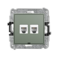 KARLIK MINI 61MGTBO-2 Mechanizm gniazda telefonicznego podwójnego 2xRJ11, 4-stykowy, beznarzędziowe, bez pola opisowego