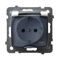 OSPEL KARO GPH-1SS/m/00/d Gniazdo bryzgoszczelne z uziemieniem schuko IP-44 wieczko przezroczyste