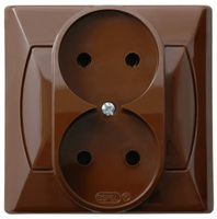 OSPEL AKCENT GP-2A/24 Gniazdo wtyczkowe podwójne brąz