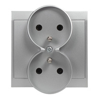 Gniazdo podwójne p/t 2x2P+Z Luna, 16A, 250V, PT-6LR, srebrny