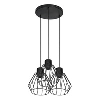 PINO lampa wisząca, moc max. 3x60W, E27, czarna, podstawa okrągła