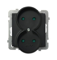 OSPEL SONATA GP-2RR/m/33 Gniazdo podwójne moduł bez ramki czarny