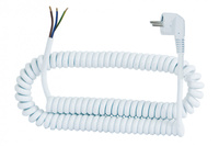 F-ELEKTRO F5.0077  Przewód spiralny - wtyczka kątowa 3x1 -5m biały