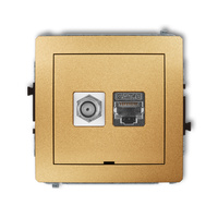 KARLIK DECO 29DGFKBO-5 Gniazdo antenowe pojedyńcze typu F (SAT) + gniazda komp. poj. 1xRJ45