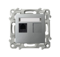 OSPEL SZAFIR GPT-1Z/m/18 Gniazdo telefoniczne pojedyncze srebro