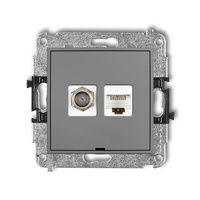 KARLIK MINI 27MGFKBO-1  Gniazdo antenowe pojedyńcze typu F (SAT) + gniazda komp. poj. 1xRJ45