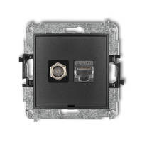 KARLIK MINI 11MGFKBO-5  Gniazdo antenowe pojedyńcze typu F (SAT) + gniazda komp. poj. 1xRJ45