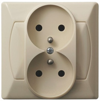 OSPEL AKCENT GP-2AZ/01 Gniazdo podwójne z uziemieniem beż