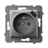 Ospel aria gp-1uzpusb/m/70 Gniazdo pojedyncze z uziemieniem z przesłonami torów prądowych, z ładowarką USB