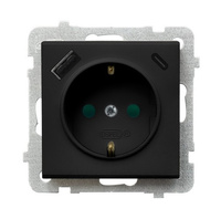 SONATA GP-1RSPUSBAC/m/33 Gniazdo pojedyncze z uziemieniem schuko z przesłonami torów prądowych, z ładowarką USB A+C