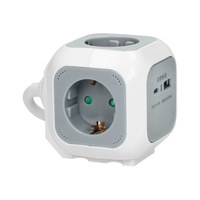 Przedłużacz 4x2P+Z (Schuko), ładowarka USB A+C, Quick charge, 1,4m H05VV-F 3x1,5mm², szary