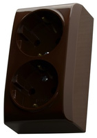 OSPEL BIS GN-2BS/24 Gniazdo podwójne z uziemieniem schuko brąz