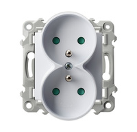 OSPEL SZAFIR GP-2ZRZP/m/00 Gniazdo podwójne z/u z przesłonami moduł