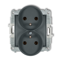 KARLIK ICON 28IGPR-2z  Gniazdo podwójne do ramki z uziemieniem 2x(2P+Z) (bez przesłon torów prądowych)