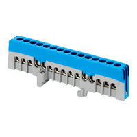 Listwa zaciskowa izolowana PRO, N, 15 przewodów, niebieski