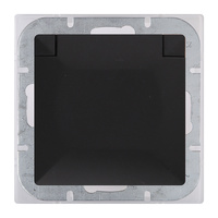 Gniazdo pojedyncze p/t 2P+Z Schuko bryzgoszczelne z klapką Pearl, 16A, 250V, PT-17PH, czarny