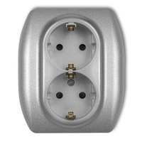 KARLIK TREND 7GP-2sp Gniazdo podwójne z uziemieniem SCHUKO 2x(2P+Z) (przesłony torów prądowych)