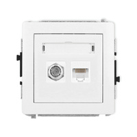 KARLIK DECO 25DGFK-1  Gniazdo antenowe pojedyńcze typu F (SAT) + gniazda komp. poj. 1xRJ45