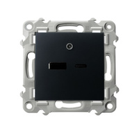 OSPEL SZAFIR GPUSB-2Z/m/33 Ładowarka USB A+C czarny matalik